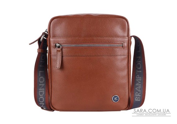 Мужская кожаная сумка через плечо Brampton London Crossflow Tan (Рыжий)