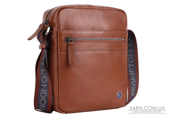 Мужская кожаная сумка через плечо Brampton London Crossflow Tan (Рыжий)
