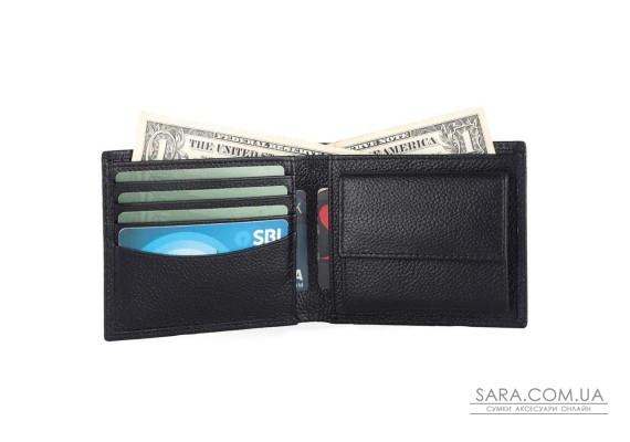 Мужской кожаный кошелек Brampton London Plutus Black (Черный)