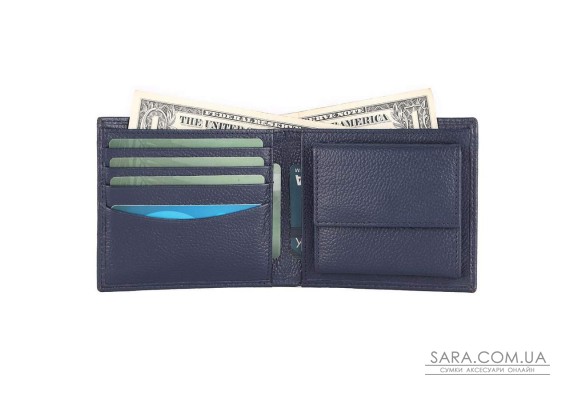 Мужской кожаный кошелек Brampton London Plutus Navy (Синий)