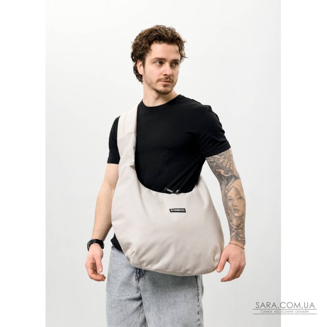 Мужская сумка Sambag HOBO WEAVE серый шелк Мужская сумка Sambag HOBO WEAVE серый шелк