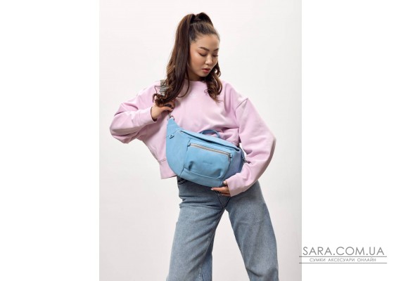 Женская замшевая сумка-бананка через плечо Sambag DistrictDart синяя