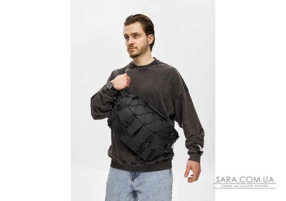 Мужская сумка-бананка под ноутбук Sambag Urban Pro черная