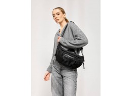 Велика жіноча поясна сумка бананка Sambag DistrictDart чорна