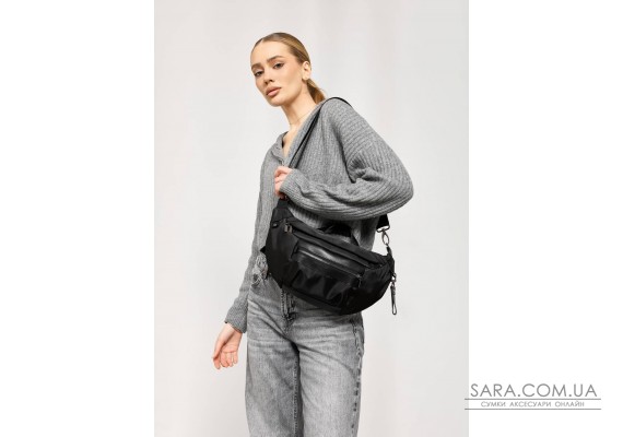 Большая женская поясная сумка-бананка Sambag DistrictDart черная