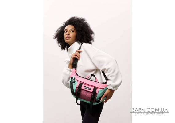Большая женская поясная сумка-бананка для планшета Sambag DynamicDart розовая