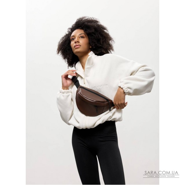 Женская сумка на пояс бананка Sambag Urban One коричневая Женская сумка на пояс бананка Sambag Urban One коричневая