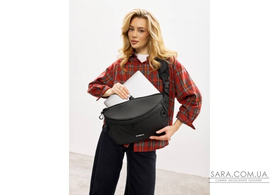 Женская сумка-бананка под ноутбук Sambag Urban Laptop черная