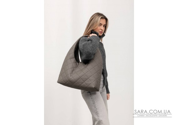 Женская сумка Sambag HOBO L серого цвета