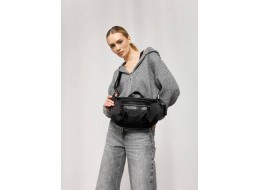 Велика жіноча поясна сумка бананка Sambag DistrictDart чорна