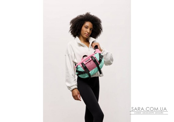 Большая женская поясная сумка-бананка для планшета Sambag DynamicDart розовая