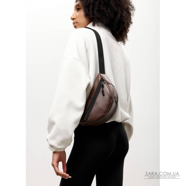 Женская сумка на пояс бананка Sambag Urban One коричневая Женская сумка на пояс бананка Sambag Urban One коричневая