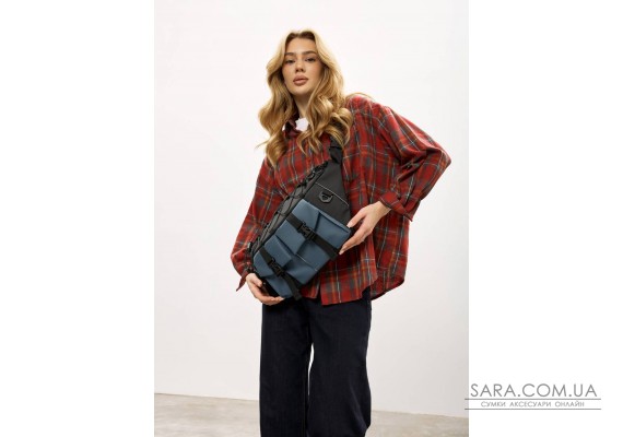 Женская сумка-бананка под ноутбук Sambag Urban Pro черно-синяя