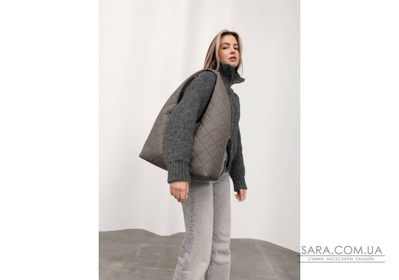 Женская сумка Sambag HOBO L серого цвета