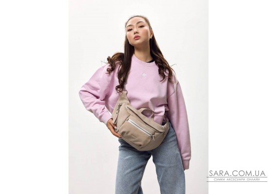 Женская замшевая сумка-бананка через плечо Sambag DistrictDart бежевая