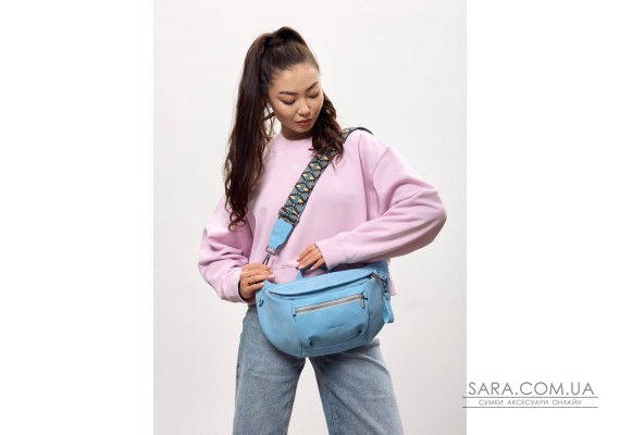 Женская замшевая сумка-бананка через плечо Sambag DistrictDart синяя