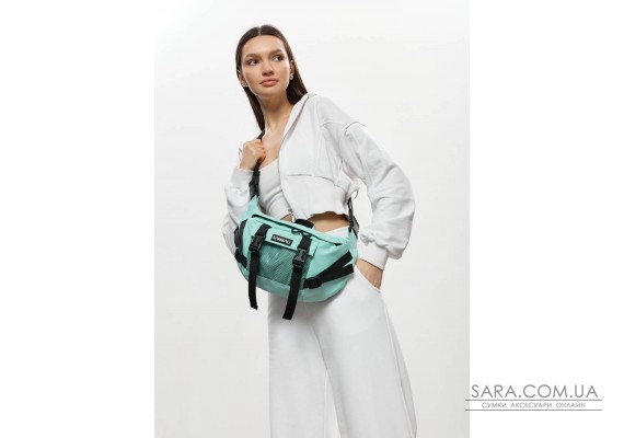Большая женская поясная сумка-бананка Sambag DynamicDart мятного цвета