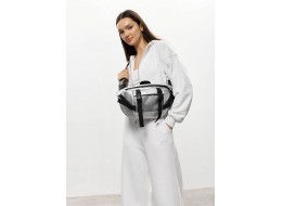 Велика жіноча поясна сумка бананка Sambag DynamicDart срібна