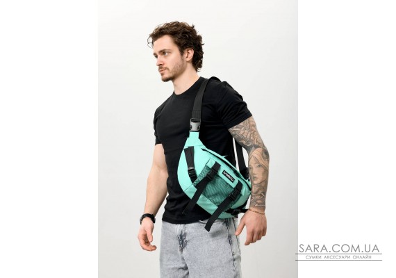 Большая мужская поясная сумка-бананка Sambag DynamicDart мятного цвета