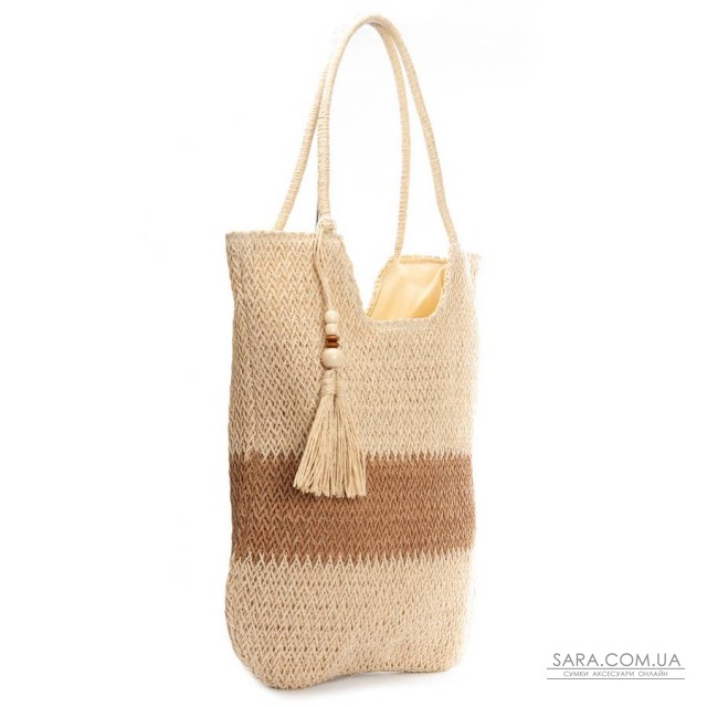Жіноча плетена сумка PODIUM 8051 beige Жіноча плетена сумка PODIUM 8051 beige