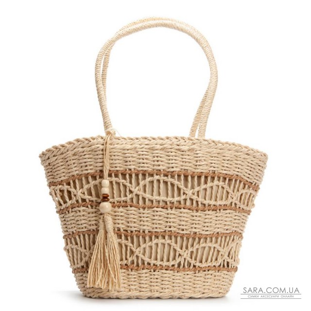 Жіноча плетена сумка PODIUM 9136 beige Жіноча плетена сумка PODIUM 9136 beige