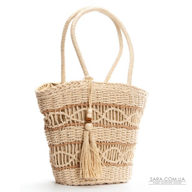 Жіноча плетена сумка PODIUM 9136 beige Жіноча плетена сумка PODIUM 9136 beige