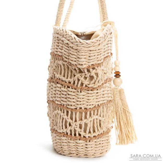 Жіноча плетена сумка PODIUM 9136 beige Жіноча плетена сумка PODIUM 9136 beige