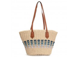 Жіноча плетена сумка PODIUM 6150 beige blue