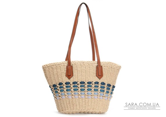 Жіноча плетена сумка PODIUM 6150 beige blue