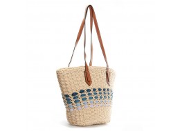 Жіноча плетена сумка PODIUM 6150 beige blue