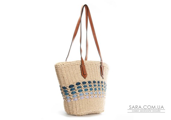 Жіноча плетена сумка PODIUM 6150 beige blue