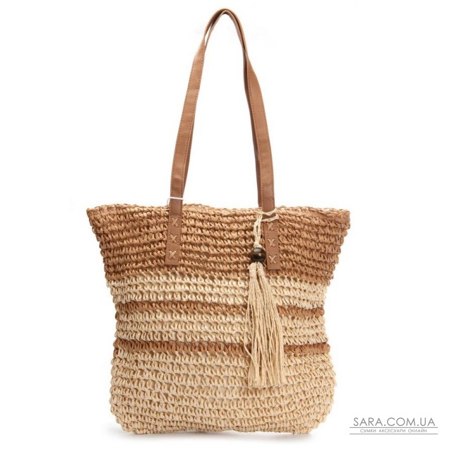 Жіноча плетена сумка PODIUM 0006 khaki beige Жіноча плетена сумка PODIUM 0006 khaki beige