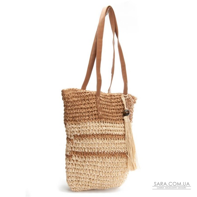 Жіноча плетена сумка PODIUM 0006 khaki beige Жіноча плетена сумка PODIUM 0006 khaki beige