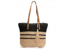 Жіноча плетена сумка PODIUM 0006 black beige