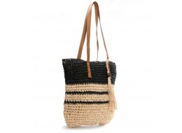 Жіноча плетена сумка PODIUM 0006 black beige