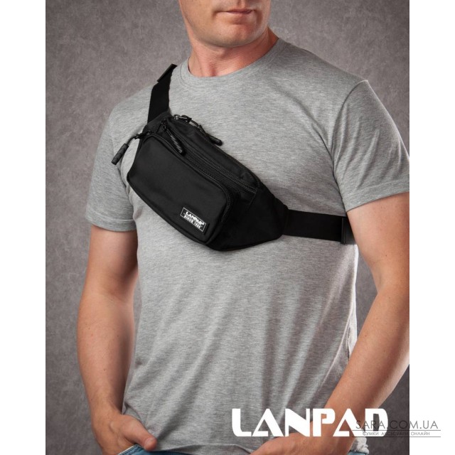 Сумка Чоловіча На пояс нейлон Lanpad 35002 black Сумка Чоловіча На пояс нейлон Lanpad 35002 black