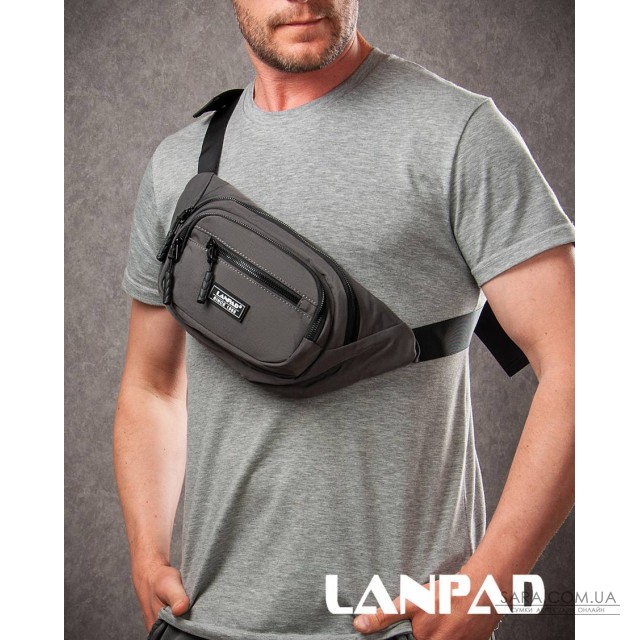 Сумка Чоловіча На пояс нейлон Lanpad 61057 grey Сумка Чоловіча На пояс нейлон Lanpad 61057 grey
