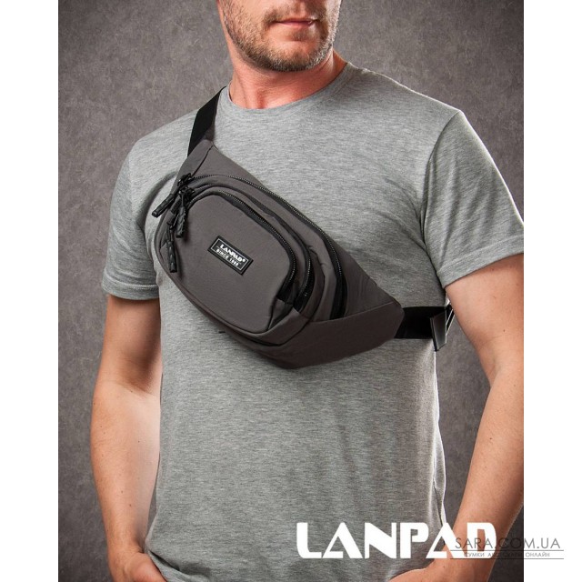 Сумка Чоловіча На пояс нейлон Lanpad 61056 grey Сумка Чоловіча На пояс нейлон Lanpad 61056 grey