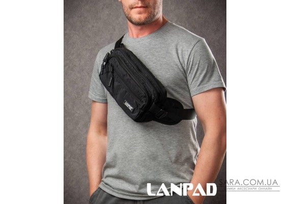 Сумка Мужская пояс-бананка нейлон Lanpad 63761 black