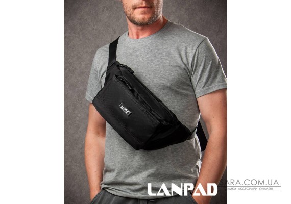 Сумка Мужская пояс-бананка нейлон Lanpad 61027 black