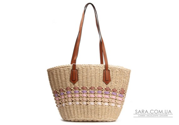 Сумка Женская Плетеная PODIUM 6150 beige pink