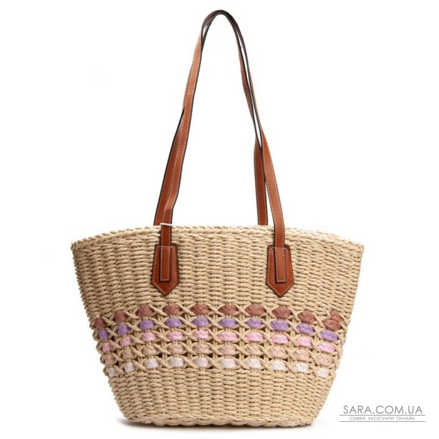 Жіноча плетена сумка PODIUM 6150 beige pink Жіноча плетена сумка PODIUM 6150 beige pink