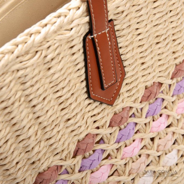Жіноча плетена сумка PODIUM 6150 beige pink Жіноча плетена сумка PODIUM 6150 beige pink