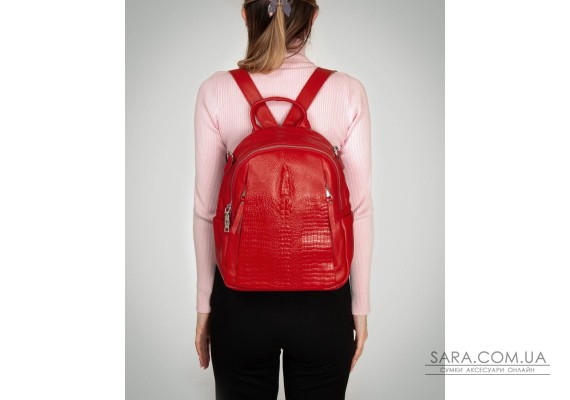 Сумка Шкіряна Жіноча Рюкзак ALEX RAI 8907-9 red croco