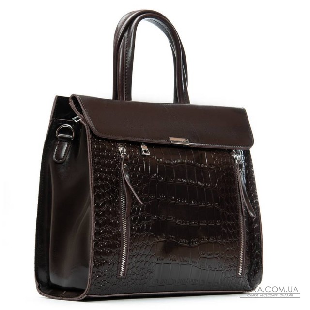 Сумка Женская Классическая кожа ALEX RAI 5052 brown croco Сумка Женская Классическая кожа ALEX RAI 5052 brown croco