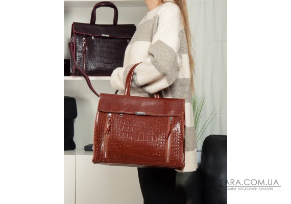 Сумка Женская Классическая кожа ALEX RAI 5052 camel croco
