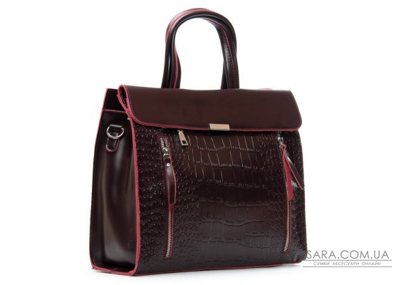 Сумка Женская Классическая кожа ALEX RAI 5052 bordo croco
