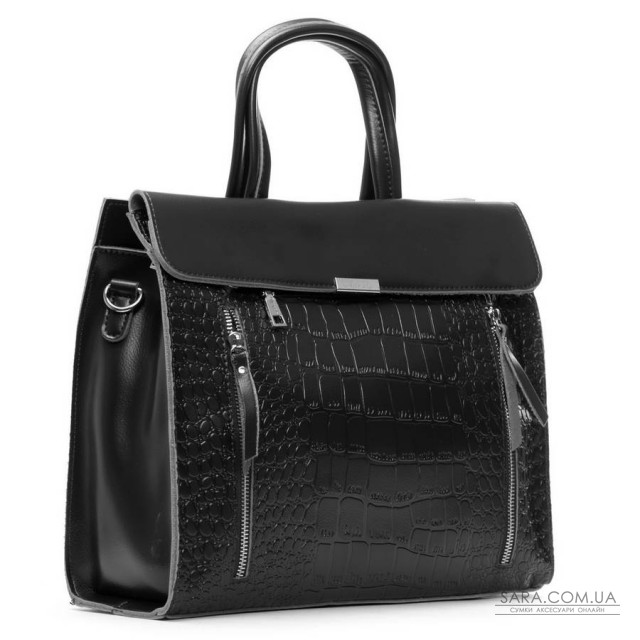 Сумка Женская Классическая кожа ALEX RAI 5052 black croco Сумка Женская Классическая кожа ALEX RAI 5052 black croco