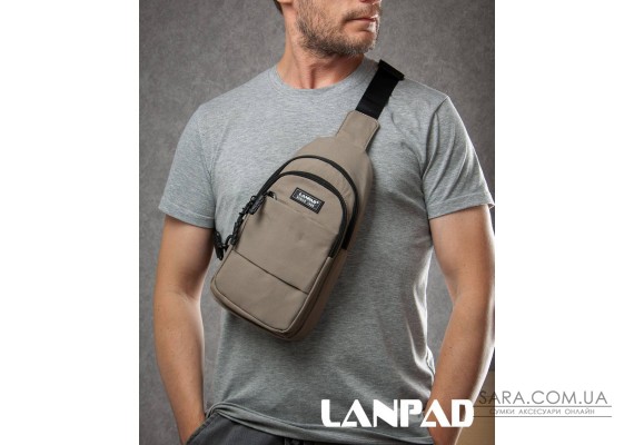 Сумка Чоловіча на плече нейлон Lanpad A4157 khaki бол