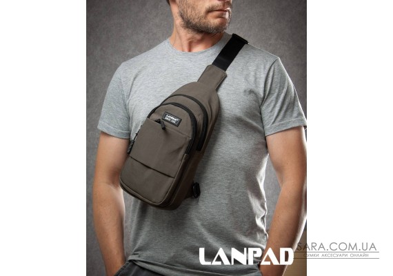Сумка Чоловіча на плече нейлон Lanpad A4157 brown бол